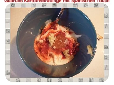 Rezept: Kartoffeln: Kartoffelbratlinge mit spanischen Touch und Knobi-Dip Bild Nr. 5 Kartoffeln: Kartoffelbratlinge mit spanischen Touch und Knobi-Dip - Rezept - Bild Nr. 5