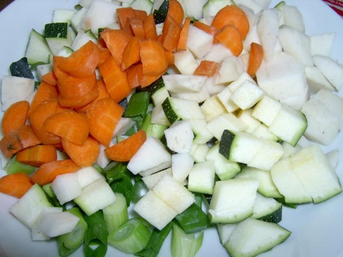 Kartoffelsalat mit Piri-Piri, Kokos, Zucchini, Mozarella und Walnüssen - Rezept - Bild Nr. 2