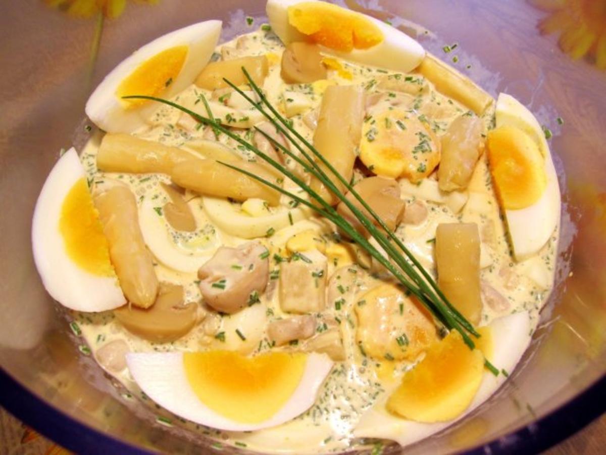 Eiersalat mit Spargel und Pilzen - Rezept