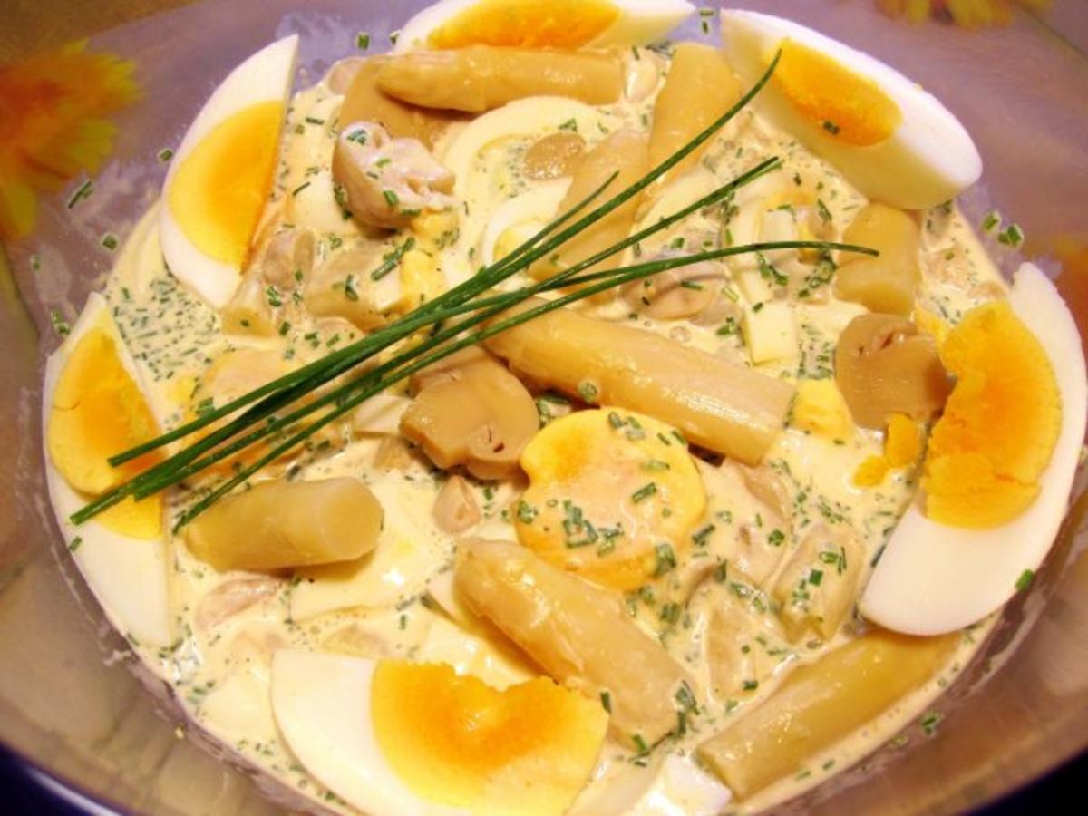Schneller Eiersalat mit Spargel und Pilzen