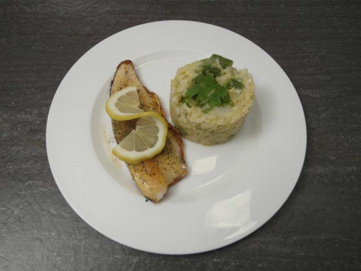 Filet vom Bodenseesaibling an Spargelrisotto - Rezept
