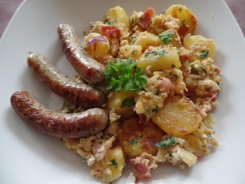 Bauernpfanne mit Ei und Fleischwurst Kartoffeln Rezepte - kochbar.de