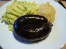 Fl: Schwein: Grützwurst mit Kartoffelstampf und Apfelmus - Rezept
