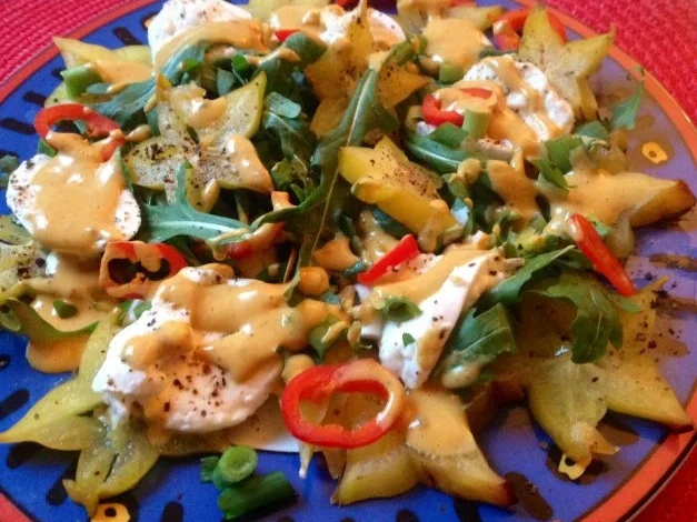 Rezept: Mozzarella mit Rucola, Sternfrucht und Kaktusfeigen - Dressing Bild Nr. 4 Mozzarella mit Rucola, Sternfrucht und Kaktusfeigen - Dressing - Rezept - Bild Nr. 4