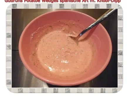 Rezept: Kartoffeln: Potatoe Wedges spanische Art mit Knobi-Dipp Bild Nr. 8 Kartoffeln: Potatoe Wedges spanische Art mit Knobi-Dipp - Rezept - Bild Nr. 8