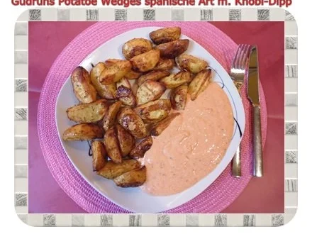 Rezept: Kartoffeln: Potatoe Wedges spanische Art mit Knobi-Dipp Bild Nr. 13 Kartoffeln: Potatoe Wedges spanische Art mit Knobi-Dipp - Rezept - Bild Nr. 13