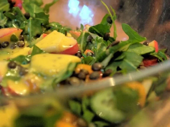 Puy-Linsen-Apfel-Salat mit Geflügelleber - Rezept - Bild Nr. 11