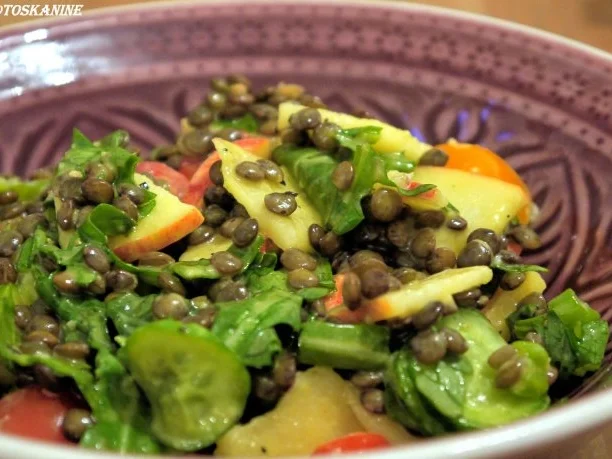 Puy-Linsen-Apfel-Salat mit Geflügelleber - Rezept - Bild Nr. 12