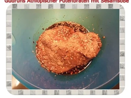 Geflügel: Äthiopischer Putenbraten mit Kartoffelspalten und Tomaten-Sesamsoße - Rezept - Bild Nr. 4