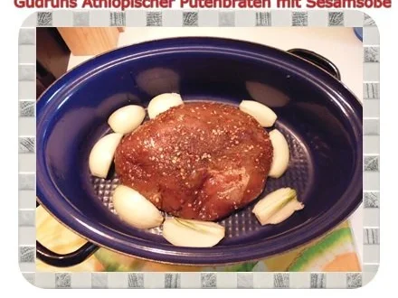 Geflügel: Äthiopischer Putenbraten mit Kartoffelspalten und Tomaten-Sesamsoße - Rezept - Bild Nr. 7