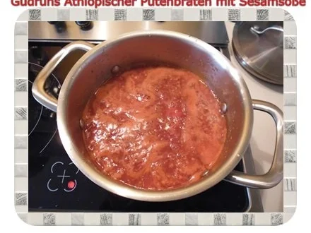 Geflügel: Äthiopischer Putenbraten mit Kartoffelspalten und Tomaten-Sesamsoße - Rezept - Bild Nr. 15