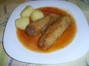 Gelbe Spitzpaprika mit Kräuterhack an Salzkartoffeln - Rezept