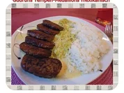 Vegetarisch: Tempeh-Medaillons mit Reis und Lauchsahne - Rezept