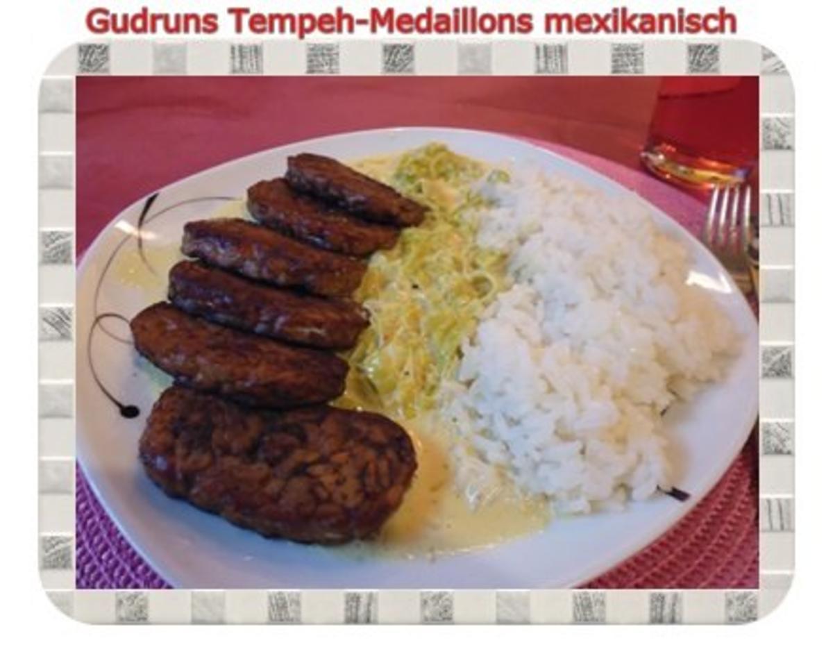 Bilder für Vegetarisch: Tempeh-Medaillons mit Reis und Lauchsahne - Rezept