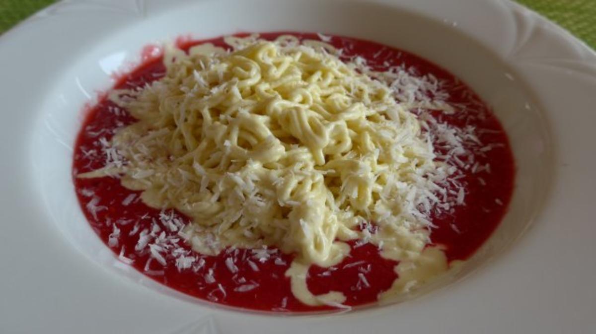 Bilder für Spaghetti - Eis von Budwig - Quark auf Obstmus - Rezept