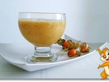 Rezept: „Goldener Oktober Smoothie“ mit Lampionblumen „Goldener Oktober Smoothie“ mit Lampionblumen - Rezept