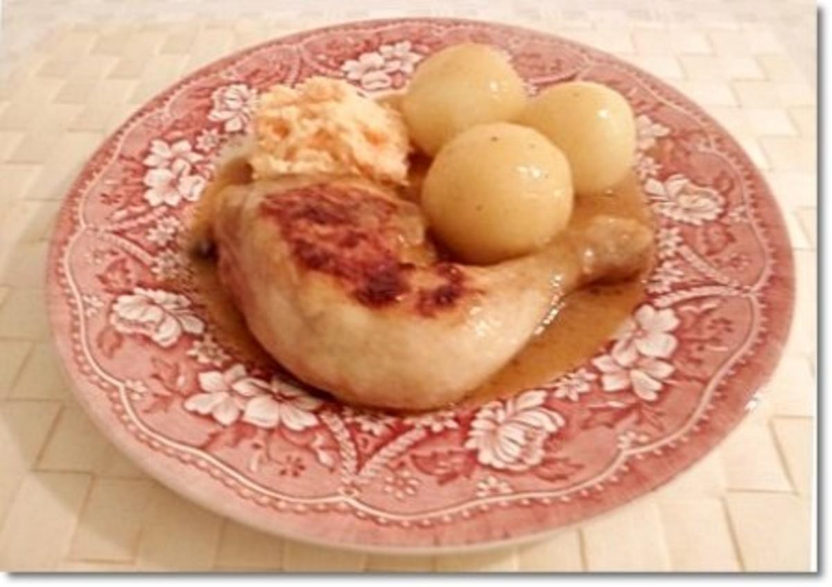 Hähnchenschenkel mit Kartoffelklöße und Selleriesalat dazu - Rezept - Bild Nr. 24