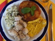 Sellerieschnitzel mit Crème fraîche Champignons und Sellerie-Kartoffel-Stampf - Rezept