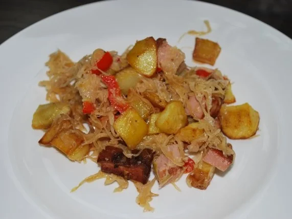 Sauerkraut-Leberkäse-Pfanne - Rezept