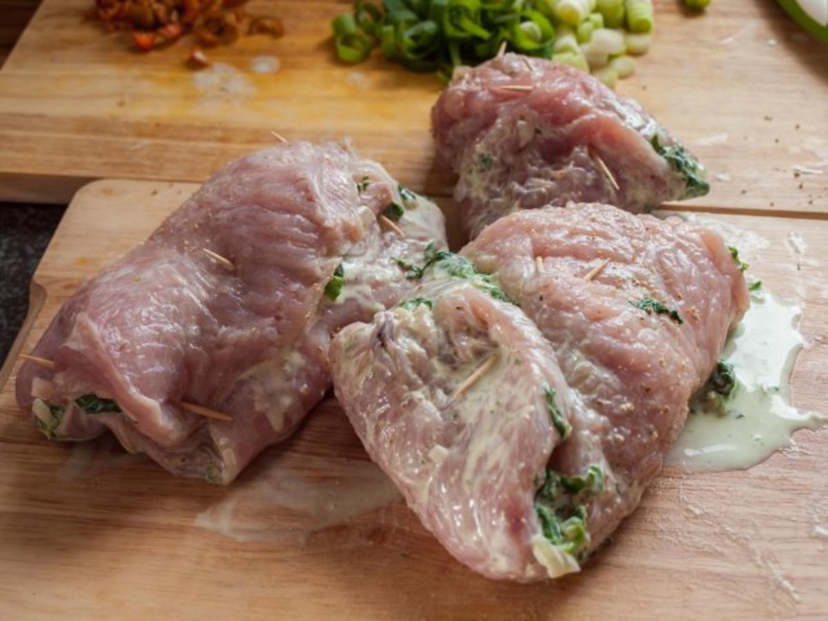 Putenschnitzel gefüllt dazu Gemüse Curry Reis - einfach - von Lady-Foxy