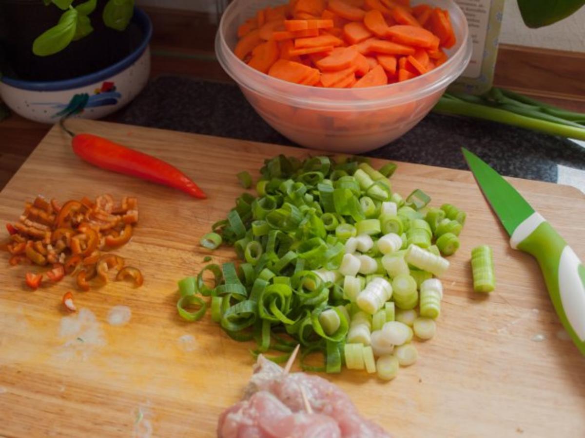 Putenschnitzel gefüllt dazu Gemüse-Curry-Reis - Rezept - Bild Nr. 5