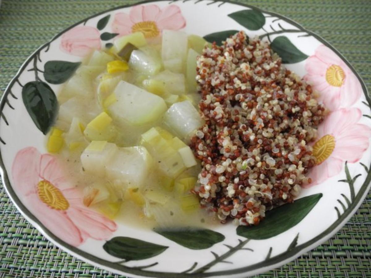 Kohlrabi - Lauch - Gemüse mit rot - weißem Quinoa - Rezept