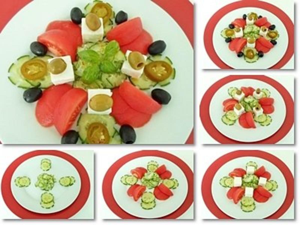 Schafskäse Salat mit Italienischer Kräuter- Vinaigrette nappiert. - Rezept - Bild Nr. 22