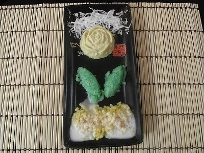 Grüner Duftreis mit Flankuchen in Kokossoße - Rezept