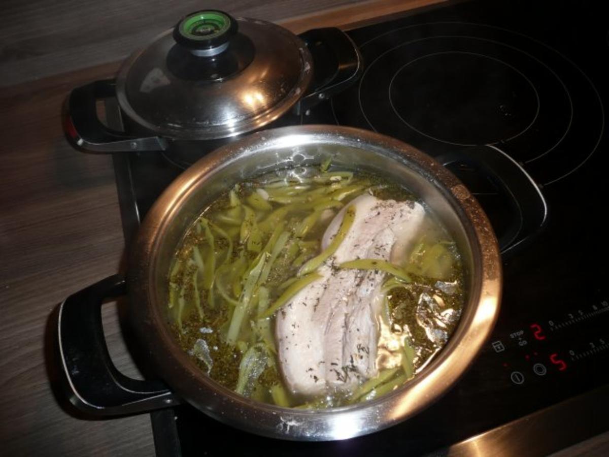 Schweinebauch, saure Bohnen und Kartoffelschnee - einfach - 81 kcal/100g
