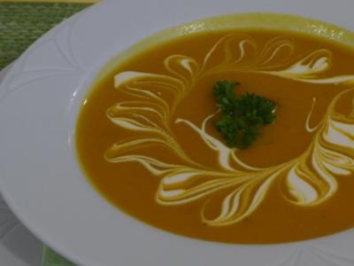 Kürbis - Ingwer - Suppe mit Kokossahne - Rezept