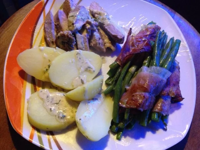 Marinierte Fasanenbrust mit Speckbohnen - Rezept