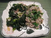 Kokos - Spinat mit Champignongs dazu Petersilien - Buchweizen - Rezept