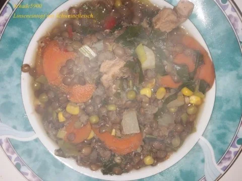 Suppen u. Eintöpfe: Linseneintopf mit Schweinefleisch - Rezept