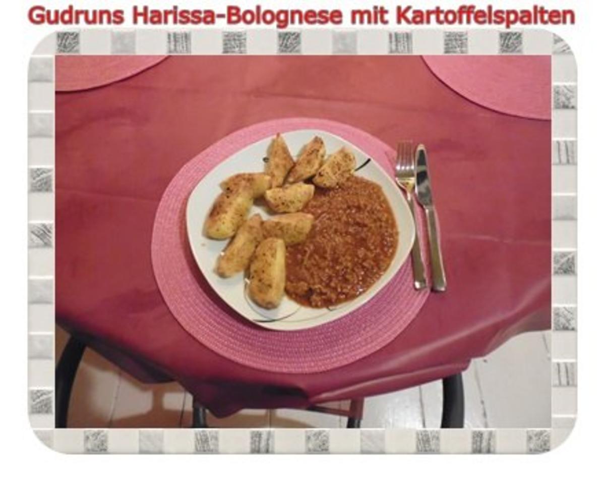 Hackfleisch: Harissa-Bolognese mit Kartoffelspalten - Rezept - Bild Nr. 12