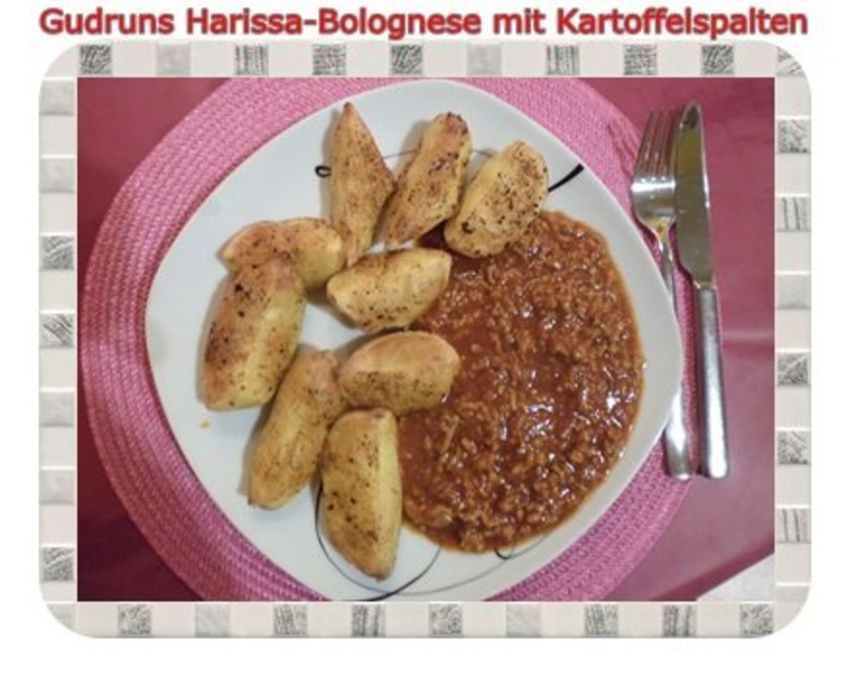 Hackfleisch: Harissa-Bolognese mit Kartoffelspalten - Rezept - Bild Nr. 13