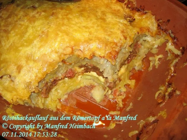 Auflauf – Röstihackauflauf aus dem Römertopf a’la Manfred - Rezept - Bild Nr. 2