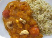 Kürbiscurry mit Putenfiletstreifen und Ebly-Reis - Rezept