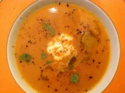 Rote Linsensuppe mit Creme fraîche - Rezept