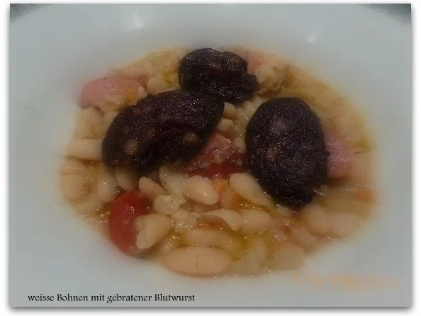 Rezept: Weiße Bohnen mit Speck,Mettwurst und gebratener Blutwurst Bild Nr. 8 Weiße Bohnen mit Speck,Mettwurst und gebratener Blutwurst - Rezept - Bild Nr. 8