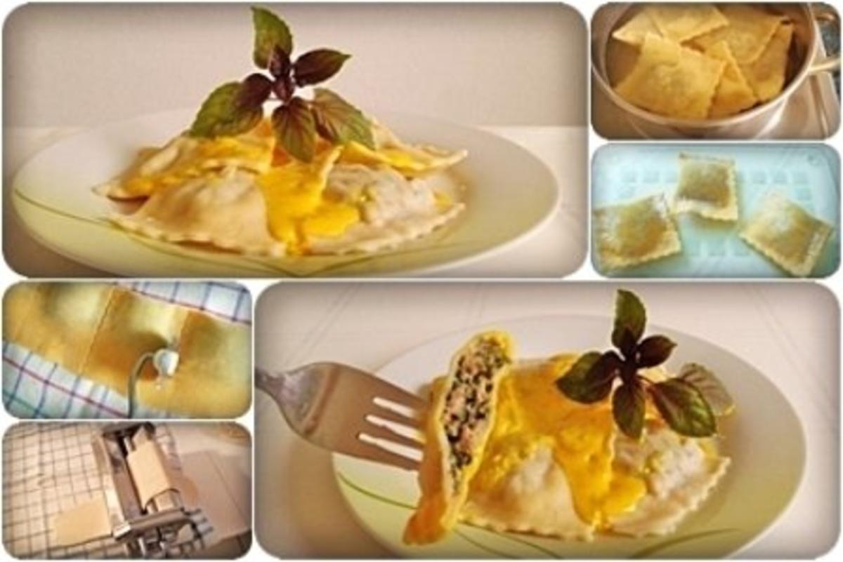 Schwäbische Maultaschen mit pikanter Käse Sauce nappiert - Rezept - Bild Nr. 11