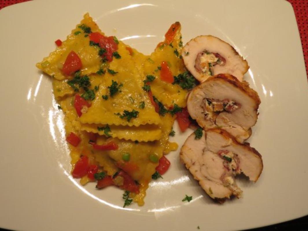 Hähnchenroulade Surf &amp; Turf mit Triangoli und Tomaten Trüffel Butter ...