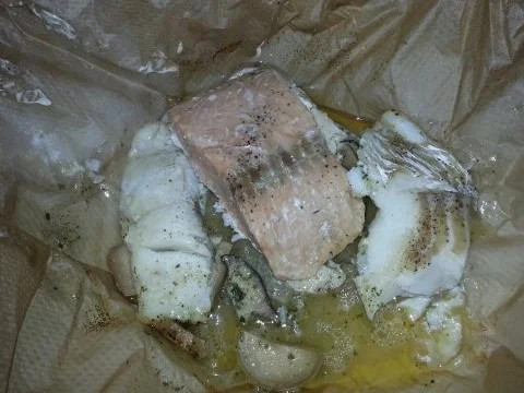 Kabeljau+Lachsfilet mit Kräuterseitling - Rezept