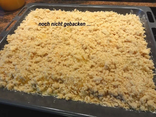 Rührteig:   PFIRSICH - KNUSPERSTREUSEL- Blechkuchen - Rezept - Bild Nr. 8