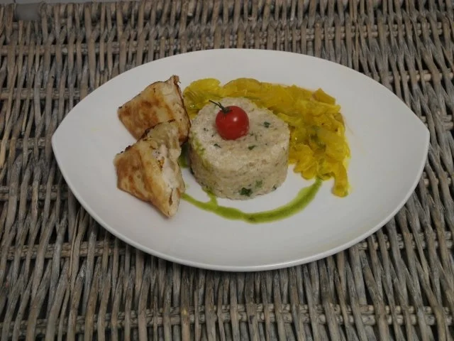 Seeteufel im Filoteig mit Graupenrisotto und karamellisiertem Fenchelgemüse - Rezept