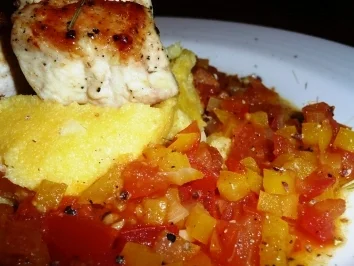 Rezept: Safranhähnchen mit Polenta Safranhähnchen mit Polenta - Rezept