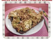 Eier: Rührei mit Lauch, Tomate und Büffelkäse - Rezept