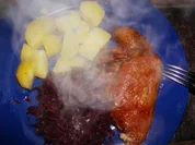halbe Ente mit Rotkohl und Kartoffeln - Rezept