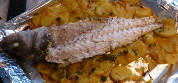 Wolfsbarsch aus dem Ofen mit Kartoffeln - Rezept - kochbar.de