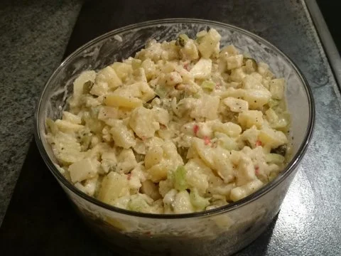 Rezept: kartoffelsalat meine art,scharf und süß abgeschmeckt kartoffelsalat meine art,scharf und süß abgeschmeckt - Rezept