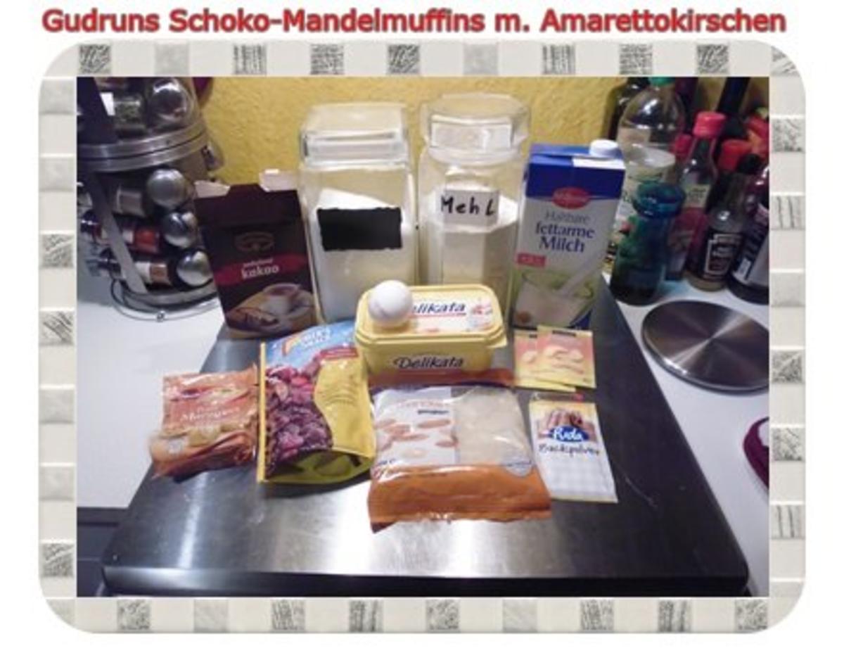 Muffins: Schoko-Mandelmuffins mit Marzipan und Amarettokirschen - Rezept - Bild Nr. 2